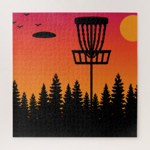 schijf Golf Frisbee Player Retro Legpuzzel