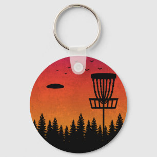 schijf Golf Frisbee Player Retro Sleutelhanger