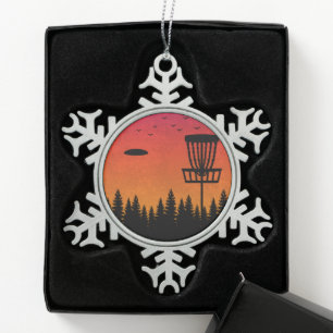 schijf Golf Frisbee Player Retro Tin Sneeuwvlok Ornament