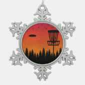  schijf Golf Frisbee Player Retro Tin Sneeuwvlok Ornament (Voorkant)