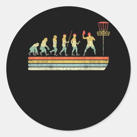 schijf Golf Funny Sports Evolution Gift Ronde Sticker (Voorkant)