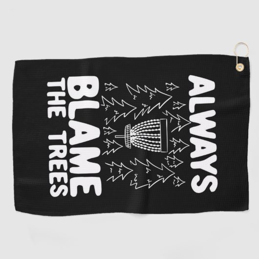 Schijf Golf geeft altijd de schuld aan de bomen Golfhanddoek (Horizontaal)