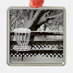Schijf Golf Goal Post in sneeuw Metalen Ornament