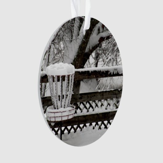 Schijf Golf Goal Post in sneeuw Ornament (voorkant)