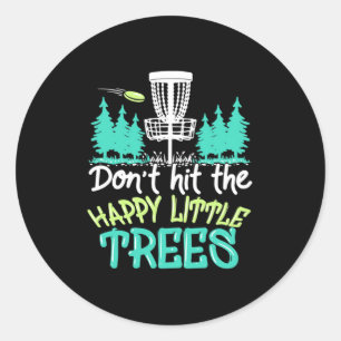 Schijf Golf hakt de gelukkige kleine bomen Ronde Sticker