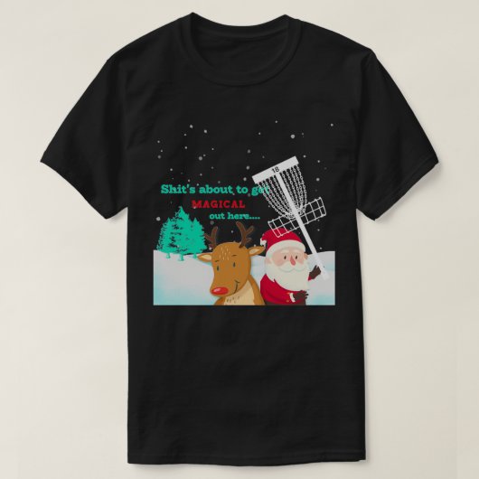 Schijf-Golf-kerstvolwassenenschamel T-shirt (Design voorkant)