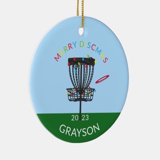 Schijf Golf Merry Discmas Kerstmis Keramisch Ornament (Rechts)