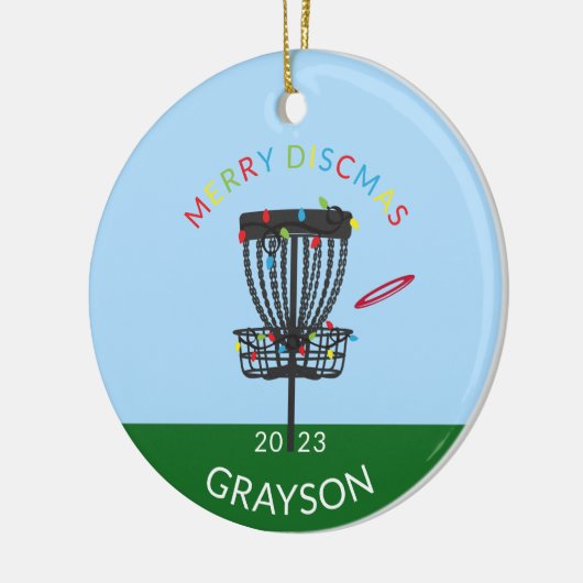 Schijf Golf Merry Discmas Kerstmis Keramisch Ornament (Links)