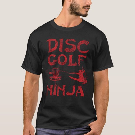 Schijf Golf Ninja Funny Distress T-Shirt (Voorkant)