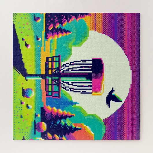 Schijf Golf Pin Pixel Art Legpuzzel (Horizontaal)