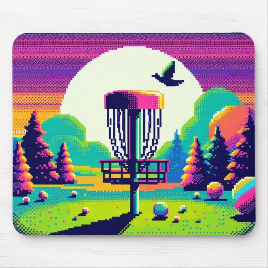 Schijf Golf Pin Pixel Art Muismat (Voorkant)