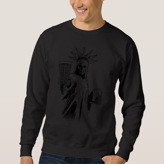Schijf Golf Player Gothic Skeleton Vrijheidsbeeld Trui (Voorkant)