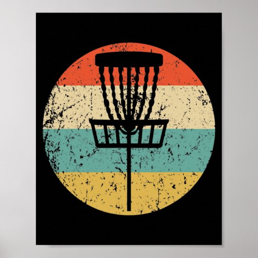 Schijf Golf Retro Disk Golf Basket Hooded Sweat Poster (Voorkant)