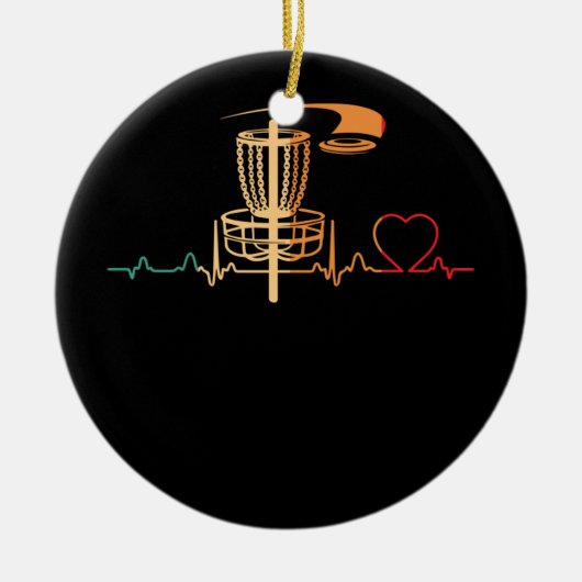 schijf Golf Retro hartslag Gift Disc Golf Keramisch Ornament (Voorkant)