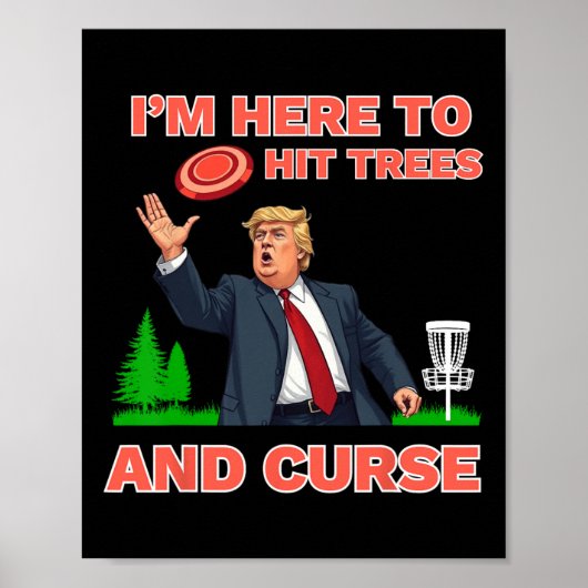 Schijf Golf Shirt Funny Hit Trees en Curse Retro d Poster (Voorkant)