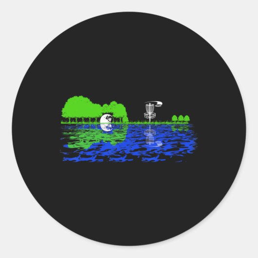 Schijf Golf Sunset Guitar Guitarist Player Golfing Ronde Sticker (Voorkant)