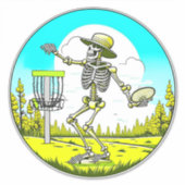 Schijf Golfen Skelet in Pet Retro Sticker (Voorkant)