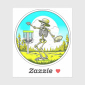 Schijf Golfen Skelet in Pet Retro Sticker (Vel)