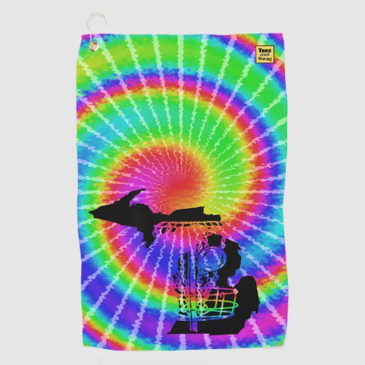 Schijf-golfhanddoek - Michigan-kabelkleurstof Golfhanddoek (Voorkant)