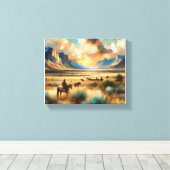 Schijf op de Waaier: Uitgerekte Canvasdruk Canvas Afdruk (Insitu (Houten vloer))