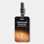 Schijf van materiaal rondom Star Fu Orionis. Bagagelabel (Voorkant verticaal)