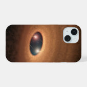 Schijf van stoffig materiaal overgebleven van ster iPhone 15 case (Achterkant horizontaal)