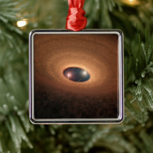 Schijf van stoffig materiaal overgebleven van ster metalen ornament (Boom)