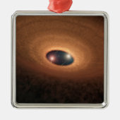 Schijf van stoffig materiaal overgebleven van ster metalen ornament (Voorkant)