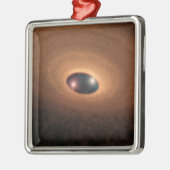 Schijf van stoffig materiaal overgebleven van ster metalen ornament (Links)