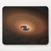 Schijf van stoffig materiaal overgebleven van ster muismat (Voorkant)