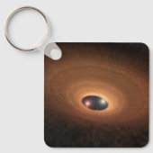 Schijf van stoffig materiaal overgebleven van ster sleutelhanger (Voorkant)