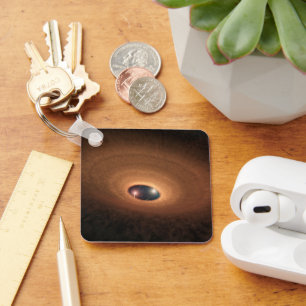 Schijf van stoffig materiaal overgebleven van ster sleutelhanger