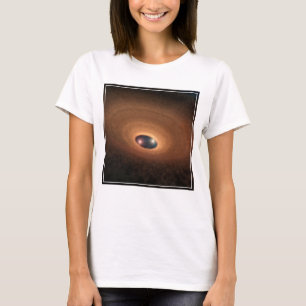 Schijf van stoffig materiaal overgebleven van ster t-shirt