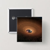 Schijf van stoffig materiaal overgebleven van ster vierkante button 5,1 cm (Voorkant /achterkant)