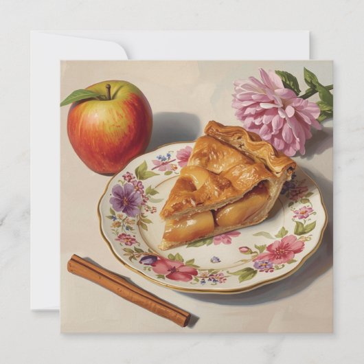 Schijf verse appeltaart op een bord kaart (Voorkant)