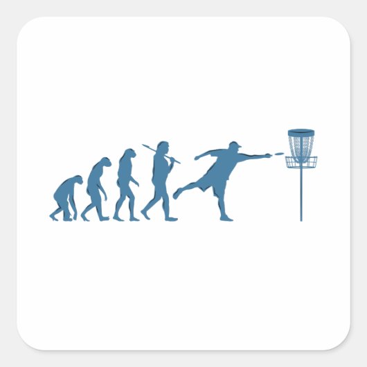 Schijfgolf-evolutie Vierkante Sticker (Voorkant)