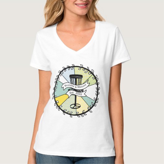 SchijfGolf - Gepersonaliseerd paar Vastgestelde da T-shirt (Voorkant)