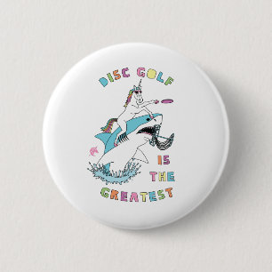 Schijfgolf is de grootste Unicorn Riding Shark Ronde Button 5,7 Cm