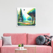 Schijfgolf Pixel Art Canvas Afdruk (Insitu (Woonkamer))