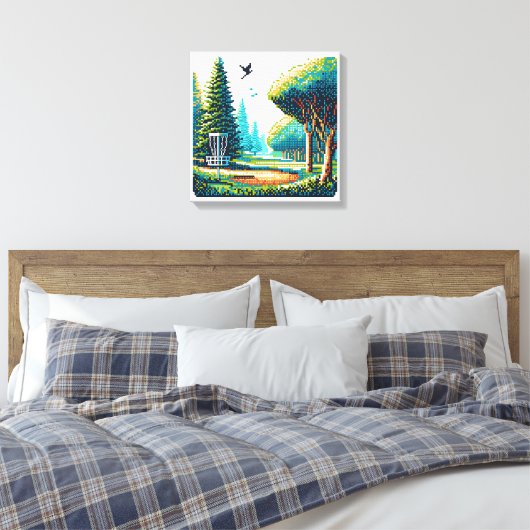 Schijfgolf Pixel Art Canvas Afdruk (Insitu (Slaapkamer))