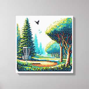 Schijfgolf Pixel Art Canvas Afdruk