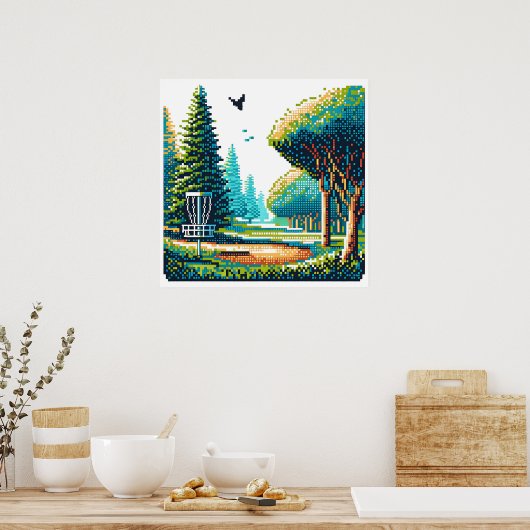 Schijfgolf Pixel Art Poster (Keuken)