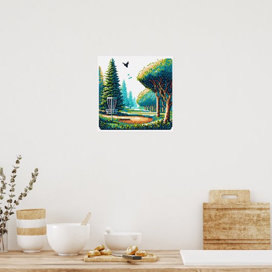 Schijfgolf Pixel Art Poster (Keuken)