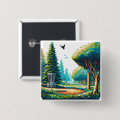 Schijfgolf Pixel Art Vierkante Button 5,1 Cm (Voorkant /achterkant)