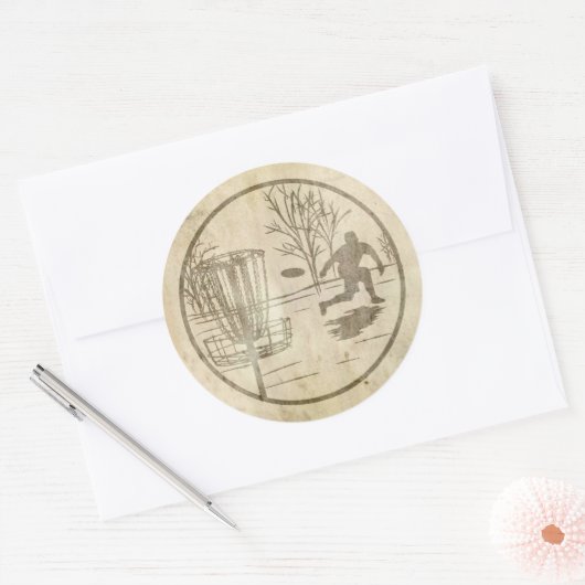 Schijfgolfing Ronde Sticker (Envelop)