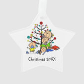 Schijfindexparenten, 3 Kinder AcrylOrnament Ornament (achterkant)