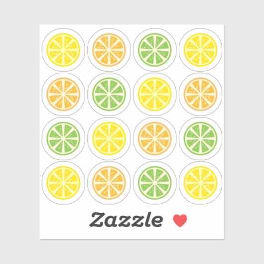 Schijfje Citroen Sinaasappel Limoen Fruit Citrus D Sticker (Vel)