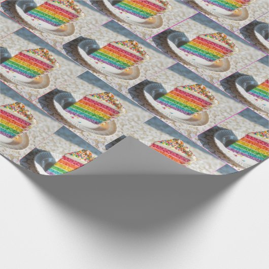 Schijfje Rainbow Cake Cadeaupapier (Hoek)