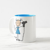 Schijkfiguur voor airdresser tweekleurige koffiemok (Voorkant links)