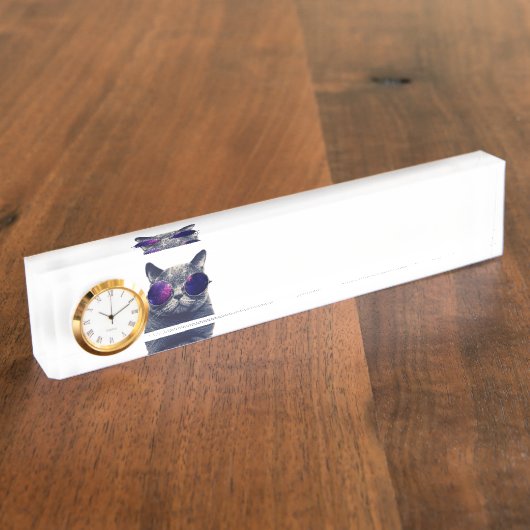 Schijknaamplaat met klok naambordje (Zijkant)